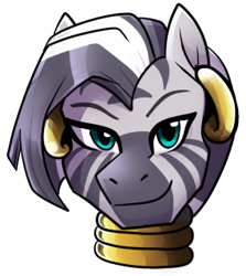 Size: 285x319 | Tagged: safe, artist:eternity9, imported from derpibooru, zecora, zebra, bust, cute, ear piercing, earring, female, jewelry, looking at you, neck rings, piercing, simple background, solo, transparent background, zecorable