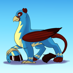 Size: 1000x1000 | Tagged: safe, artist:foxenawolf, imported from derpibooru, oc, oc only, griffon, fanfic:cosmic lotus, clothes, fanfic art, helmet, male, solo, uniform, wonderbolts uniform