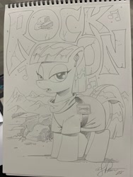 Size: 1536x2048 | Tagged: safe, artist:andypriceart, imported from derpibooru, maud pie, earth pony, pony, female, mare, pencil drawing, rock, traditional art