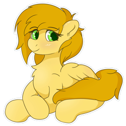 Size: 2297x2296 | Tagged: source needed, safe, artist:tav, imported from derpibooru, oc, oc only, oc:caramel drop, pegasus, pony, simple background, smiling, solo