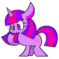 Size: 400x400 | Tagged: safe, artist:okojogairu, imported from derpibooru, twilight sparkle, pony, unicorn, female, horn, mare, raised hoof, simple background, solo, unicorn twilight, white background