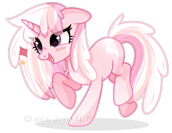 Size: 1347x1044 | Tagged: safe, artist:darkjillmlp123, imported from derpibooru, oc, oc only, unnamed oc, pony, unicorn, blushing, female, horn, mare, open mouth, open smile, shadow, signature, simple background, smiling, solo, transparent background, unicorn oc
