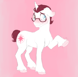 Size: 806x799 | Tagged: safe, artist:grob-ert, imported from derpibooru, oc, oc only, pony, unicorn, blushing, glasses, solo, wavy mouth