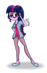 Size: 1103x1717 | Tagged: safe, artist:ro994, imported from derpibooru, sci-twi, twilight sparkle, human, equestria girls, clothes, female, simple background, smiling, solo, white background