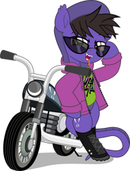 Size: 3791x5000 | Tagged: safe, artist:jhayarr23, imported from derpibooru, original species, pony, snake, snake pony, bipedal, boots, clothes, cobra starship, commission, fangs, forked tongue, gabe saporta, hoodie, male, motorcycle, ponified, scales, shoes, simple background, snake tail, solo, tail, transparent background, ych result