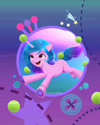 Size: 1506x1885 | Tagged: safe, artist:darksly, imported from derpibooru, izzy moonbow, pony, unicorn, ball, bracelet, cute, female, g5, horn, hornball, izzy impaling things, izzy's tennis ball, izzybetes, jewelry, mare, open mouth, solo, tennis ball, unshorn fetlocks