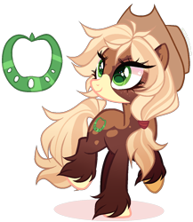 Size: 1016x1171 | Tagged: safe, artist:gihhbloonde, imported from derpibooru, earth pony, pony, female, hat, mare, offspring, parent:applejack, parent:trouble shoes, parents:troublejack, simple background, solo, transparent background