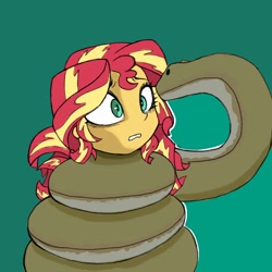 Size: 2048x2048 | Tagged: safe, artist:stammis, imported from derpibooru, sunset shimmer, human, snake, equestria girls, coils, looking into each others eyes, solo