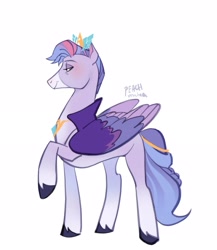 Size: 1987x2292 | Tagged: safe, artist:peachmichea, imported from derpibooru, queen haven, pegasus, pony, g5, lidded eyes, simple background, smiling, solo, white background