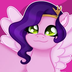 Size: 2048x2048 | Tagged: safe, artist:sweet cream, imported from derpibooru, pipp petals, pegasus, pony, adorapipp, cute, female, g5, headband, heart, heart eyes, jewelry, mare, regalia, smiling, solo, wingding eyes