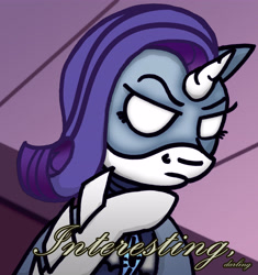 Size: 4141x4414 | Tagged: safe, imported from derpibooru, pony, unicorn, batman, batmare, bladed gauntlets, cursive writing, darling, dc comics, interesting, meme, ponified, solo, text, thinking, white eyes