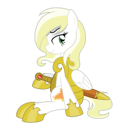 Size: 2255x2398 | Tagged: safe, artist:lunahazacookie, imported from derpibooru, oc, oc only, oc:flare light, pegasus, pony, armor, female, guardsmare, hoof shoes, mare, pegasus oc, royal guard, simple background, smiling, solo, sword, transparent background, weapon, wings