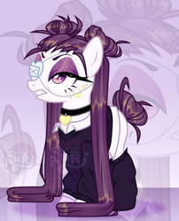 Size: 1280x1584 | Tagged: safe, artist:emperor-anri, imported from derpibooru, oc, oc only, pony, choker, clothes, eyepatch, female, makeup, mare, zoom layer