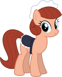 Size: 2037x2500 | Tagged: safe, artist:nicogamer3000, derpibooru exclusive, imported from derpibooru, red ribbons (character), earth pony, pony, .svg available, clothes, female, full body, high res, hooves, looking at you, maid, mare, show accurate, simple background, smiling, smiling at you, solo, standing, svg, tail, transparent background, vector