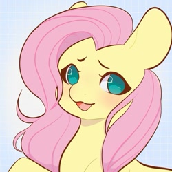 Size: 663x663 | Tagged: safe, artist:xpeebx, imported from derpibooru, fluttershy, pegasus, pony, :3, blushing, bust, cute, female, looking at you, mare, no pupils, open mouth, portrait, shyabetes, smiling, solo