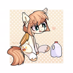 Size: 2048x2048 | Tagged: safe, artist:goyini01, imported from derpibooru, oc, oc only, oc:honey milk, bat pony, pony, abstract background, bat pony oc, milk, signature, solo