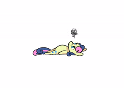 Size: 2100x1500 | Tagged: safe, artist:opalacorn, imported from derpibooru, bon bon, sweetie drops, earth pony, pony, female, lying down, mare, on back, simple background, solo, white background