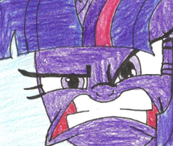 Size: 298x252 | Tagged: safe, artist:vadkram20xd6, edit, imported from derpibooru, twilight sparkle, pony, unicorn, feeling pinkie keen, season 1, angry, cropped, female, gritted teeth, horn, mare, pencil drawing, teeth, traditional art, unicorn twilight