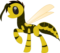 Size: 2596x2310 | Tagged: safe, artist:emc-blingds, imported from derpibooru, oc, oc only, original species, wasp, wasp pony, raised hoof, simple background, solo, transparent background