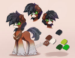Size: 4096x3162 | Tagged: safe, artist:jfrxd, imported from derpibooru, oc, oc only, pony, commission, horse collar, reference sheet, shadow, simple background, solo, unshorn fetlocks, watermark, white pupils