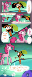 Size: 1280x3059 | Tagged: safe, artist:ema0rsully, imported from derpibooru, pinkie pie, alien, earth pony, pony, comic:hico, comic, comic strip, crossover, hat, mirror pool, wander (wander over yonder), wander over yonder