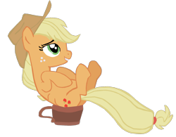 Size: 1280x998 | Tagged: safe, artist:benpictures1, imported from derpibooru, applejack, earth pony, pony, bridle gossip, applebutt, applejack's hat, bucket, butt, cowboy hat, cute, female, hat, if i fits i sits, inkscape, jackabetes, mare, plot, silly, silly pony, simple background, solo, transparent background, vector, who's a silly pony