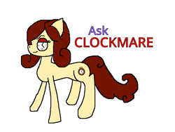 Size: 960x720 | Tagged: safe, artist:wonderwolf51, imported from derpibooru, oc, oc only, oc:clockmare, earth pony, series:ask clockmare, ask, simple background, solo, white background