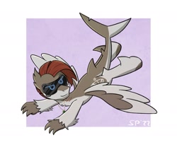 Size: 2000x1666 | Tagged: safe, artist:single purpose, imported from derpibooru, oc, oc only, oc:bask, hippogriff, flying, glasses, jewelry, necklace, solo