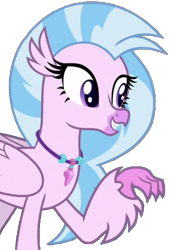 Size: 458x668 | Tagged: safe, edit, edited screencap, imported from derpibooru, screencap, silverstream, classical hippogriff, hippogriff, non-compete clause, amused, background removed, cute, diastreamies, female, happy, looking right, mare, one leg raised, pink skin, png, simple background, smiling, solo, standing, transparent background