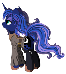 Size: 1252x1408 | Tagged: safe, alternate version, artist:hisp, imported from derpibooru, princess luna, alicorn, pony, butt, clothes, fanfic art, plot, png, robe, simple background, solo, transparent background