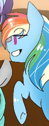 Size: 117x295 | Tagged: safe, artist:sirena-flitter, edit, imported from derpibooru, rainbow dash, pegasus, pony, cropped, female, mare, multicolored hair, rainbow hair, raised hoof, smiling