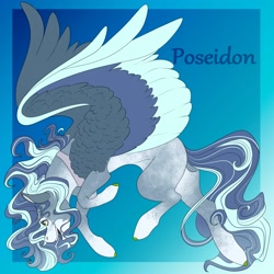 Size: 3000x3000 | Tagged: safe, artist:inisealga, imported from derpibooru, oc, oc only, oc:poseidon, pegasus, butt, coat markings, colored wings, multicolored hair, multicolored mane, multicolored wings, nonbinary, offspring, parent:hitch trailblazer, parent:zipp storm, parents:hitchzipp, pegasus oc, plot, socks (coat markings), solo, spread wings, wings