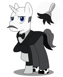 Size: 2160x2650 | Tagged: safe, artist:metal-jacket444, imported from derpibooru, pony, unicorn, alfred pennyworth, batman, clothes, cutie mark, dc comics, duster, ponified, simple background, solo, white background