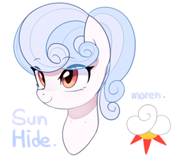 Size: 3600x3220 | Tagged: safe, artist:maren, imported from derpibooru, oc, oc only, oc:sun hide, pony, 2020, bust, cutie mark, female, high res, mare, old art, portrait, simple background, solo, white background