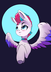 Size: 2480x3508 | Tagged: safe, artist:i love hurt, imported from derpibooru, zipp storm, pegasus, pony, choker, colored, female, g5, mare, nimbus, pink hair, solo