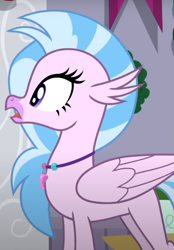 Size: 518x743 | Tagged: safe, imported from derpibooru, screencap, silverstream, classical hippogriff, hippogriff, the hearth's warming club, cropped, female, jewelry, necklace, solo