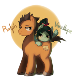 Size: 2005x2124 | Tagged: safe, artist:maren, imported from derpibooru, earth pony, pony, 2013, female, filly, foal, male, old art, ponified, simple background, stallion, vanellope von schweetz, white background, wreck-it ralph, wreck-it ralph (character)