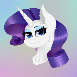 Size: 800x800 | Tagged: safe, artist:kathepart, imported from derpibooru, rarity, pony, unicorn, bust, cheek fluff, chest fluff, ear fluff, solo