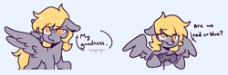 Size: 2438x806 | Tagged: safe, artist:fuzzystarart, imported from derpibooru, derpy hooves, ditzy doo, pegasus, pony, controller, cute, dialogue, gaming, meme, spread wings, team fortress 2, text, wings