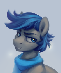 Size: 1402x1680 | Tagged: safe, artist:jewellier, imported from derpibooru, oc, pony, bust, clothes, looking away, male, portrait, scarf, solo, stallion