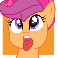 Size: 5136x5208 | Tagged: safe, artist:milkyboo898, imported from derpibooru, scootaloo, pegasus, pony, ahegao, bust, cutie mark crusaders, open mouth, solo, tongue out