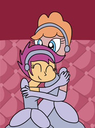 Size: 1191x1600 | Tagged: safe, artist:platinumdrop, imported from derpibooru, scootaloo, human, cinderella, crossover, hug, humanized, request