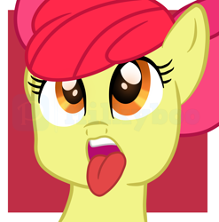 Size: 5136x5208 | Tagged: safe, alternate version, artist:milkyboo898, imported from derpibooru, apple bloom, earth pony, pony, ahegao, alternate character, bust, open mouth, solo, tongue out