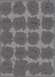 Size: 2910x4096 | Tagged: safe, artist:beardie, imported from derpibooru, pony, emotional spectrum, emotions, expressions, monochrome, simple background, sketch