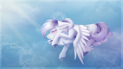 Size: 3840x2160 | Tagged: safe, artist:fluxittu, imported from derpibooru, oc, pegasus, pony, cloud, female, mare, sleeping, solo