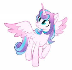 Size: 2434x2337 | Tagged: safe, artist:peachmichea, imported from derpibooru, princess flurry heart, alicorn, pony, older, older flurry heart, simple background, smiling, solo, spread wings, white background, wings