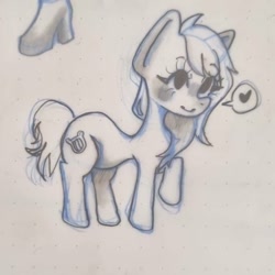 Size: 814x814 | Tagged: safe, artist:sizack, imported from derpibooru, lyra heartstrings, pony, chibi, heart, missing horn, raised hoof, sketch, solo, traditional art