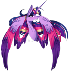 Size: 4195x4358 | Tagged: safe, artist:darkjillmlp123, imported from derpibooru, twilight sparkle, alicorn, pony, absurd resolution, colored wings, multicolored wings, rainbow power, simple background, solo, transparent background, twilight sparkle (alicorn), wings