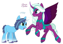 Size: 1280x895 | Tagged: safe, artist:hate-love12, imported from derpibooru, opaline arcana, alicorn, pony, unicorn, spoiler:g5, spoiler:my little pony: make your mark, base used, deviantart watermark, female, g5, mare, misty brightdawn, obtrusive watermark, simple background, transparent background, watermark