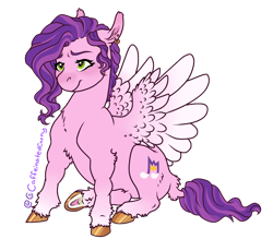 Size: 1841x1695 | Tagged: safe, artist:caffeinatedcarny, imported from derpibooru, pipp petals, pegasus, pony, chubby, ear piercing, earring, female, g5, jewelry, mare, piercing, simple background, sitting, solo, spread wings, transparent background, underhoof, unshorn fetlocks, wings